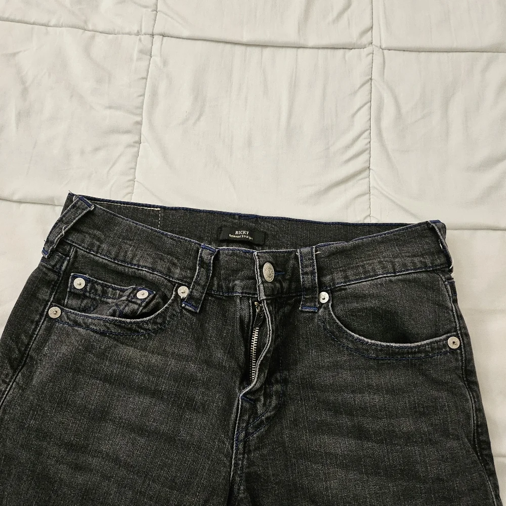 True Religion Jeans Mens 32 x 32 Black Ricky Relaxed Straight Leg Festival